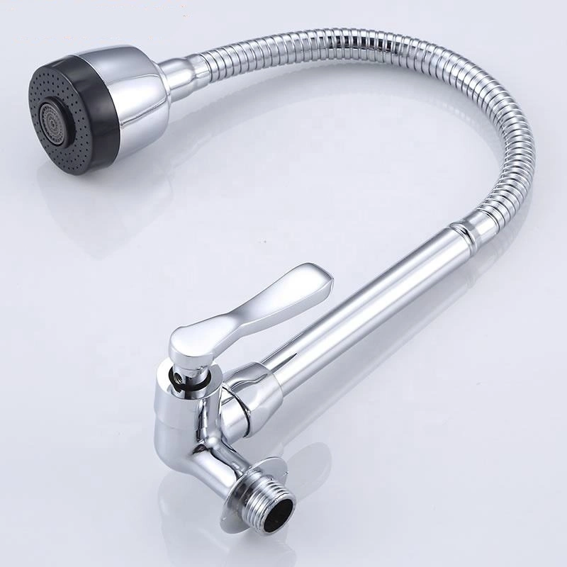 Saniary Ware Fittings Deck Mounted Single Hole Flexible Zinc Handle Zinc Body Kitchen Faucet