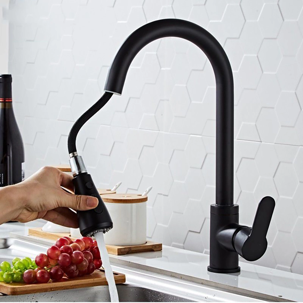 Pull Down Sprayer Kitchen Faucet Black Sink Faucet with Pull out Sprayer Single Hole and 3 Hole Deck Mount Single Handle Copper Kithen Faucet