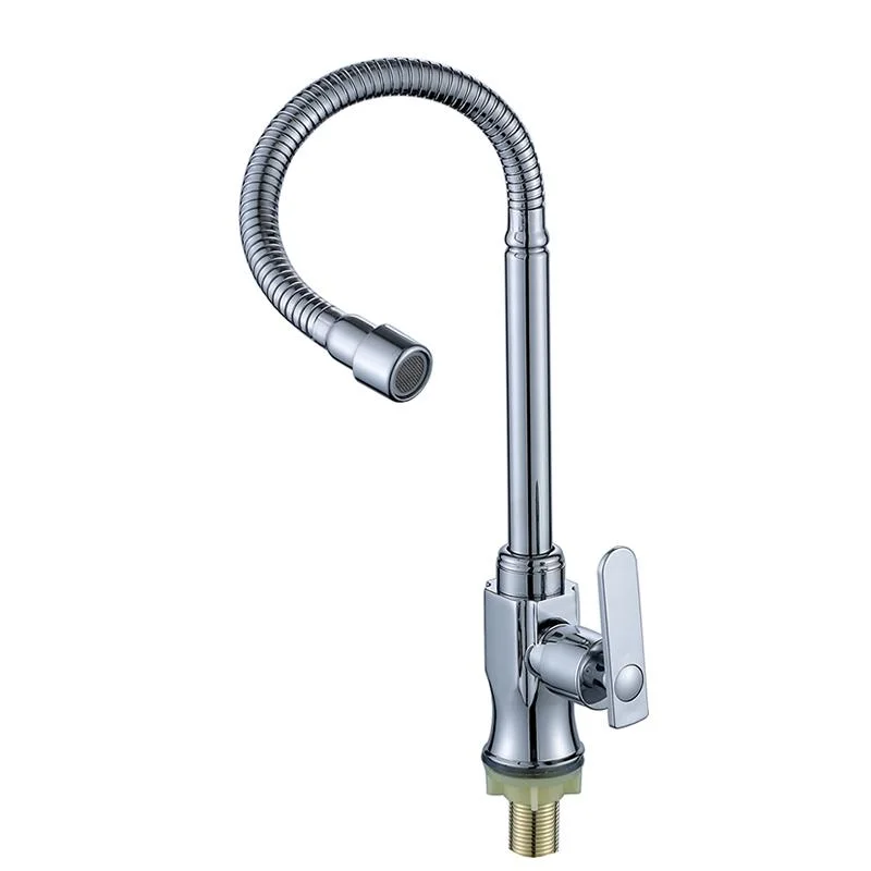 Saniary Ware Fittings Deck Mounted Single Hole Flexible Zinc Handle Zinc Body Kitchen Faucet