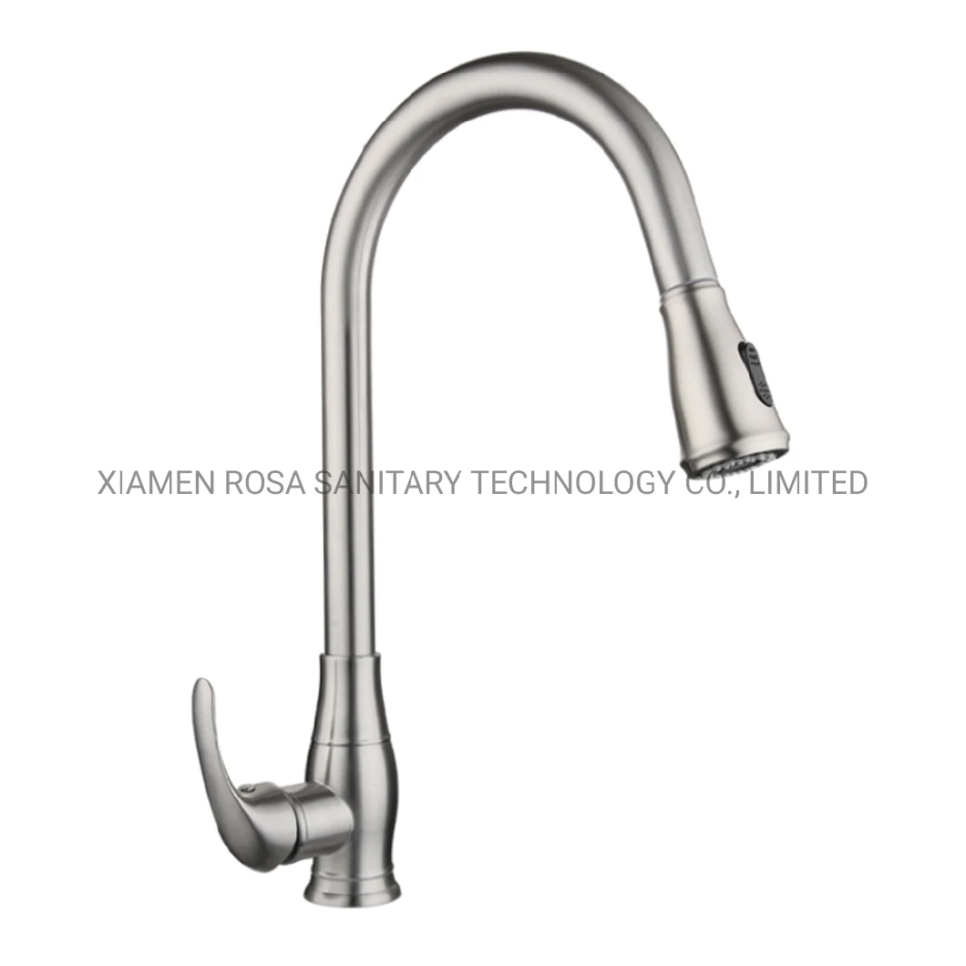 Kitchen Faucet with Pull Down Sprayer Brushed Nickel, High Arc Single Handle Kitchen Sink Faucet with Deck Plate, Commercial Modern Stainless Steel