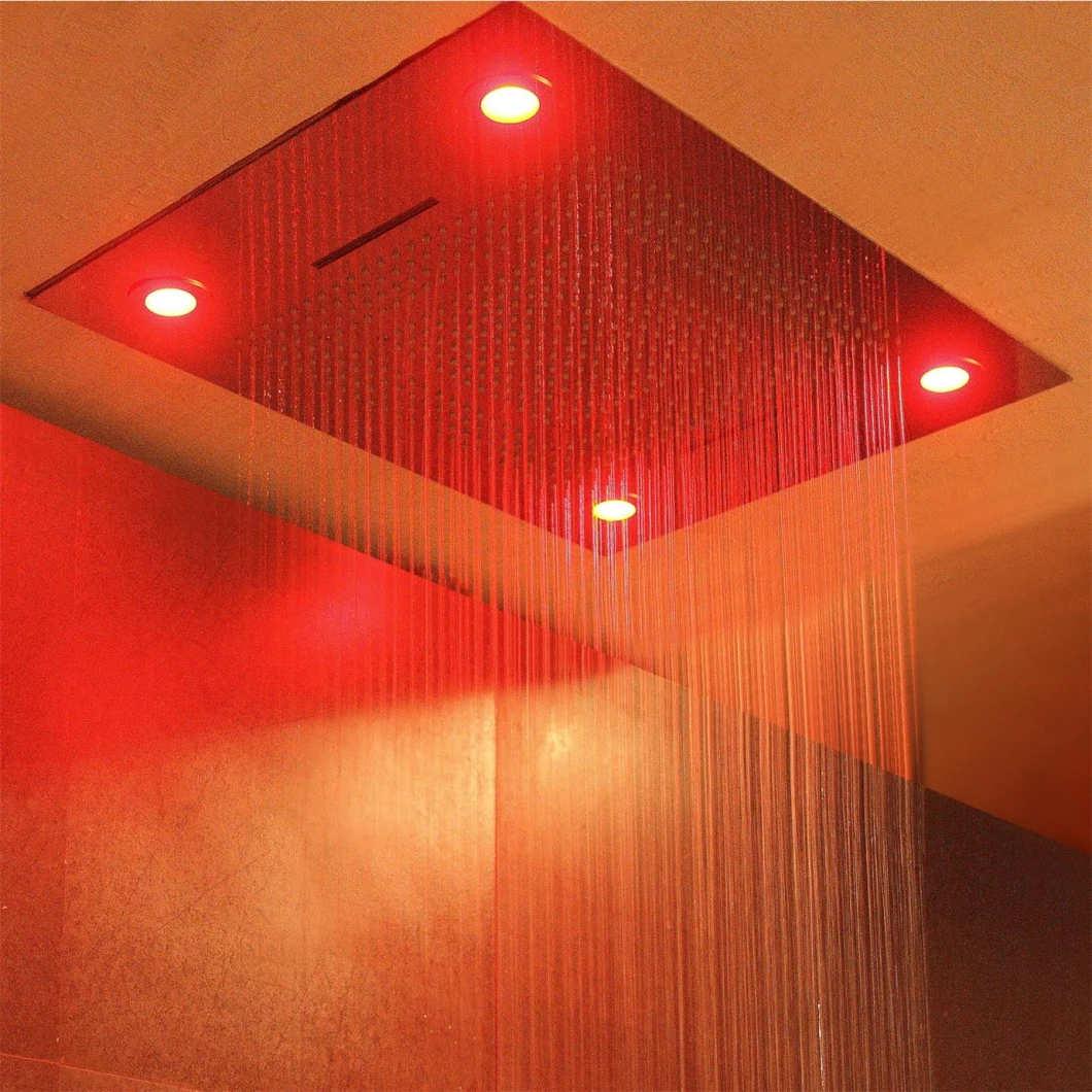 Chromotherapy Stainless Steel Shower Head Sanitary Ware Shower Set Large Size 60X80cm