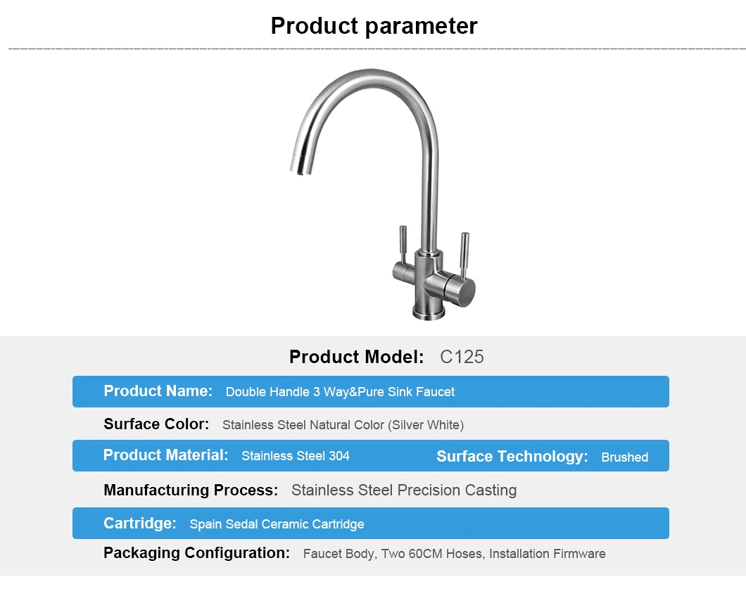 Ablinox Factory Direct Precision Casting Kitchen Accessories Water Basin Stainless Steel Shower Single Handle Faucet Sink Kitchen Mixer Tap