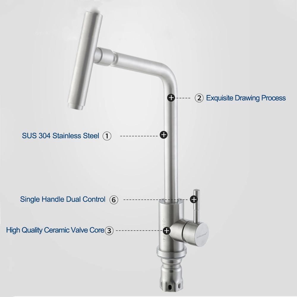 Aquacubic Wet Bar Brushed Nickel Kitchen Faucet Stainless Steel with Pull out Sprayer