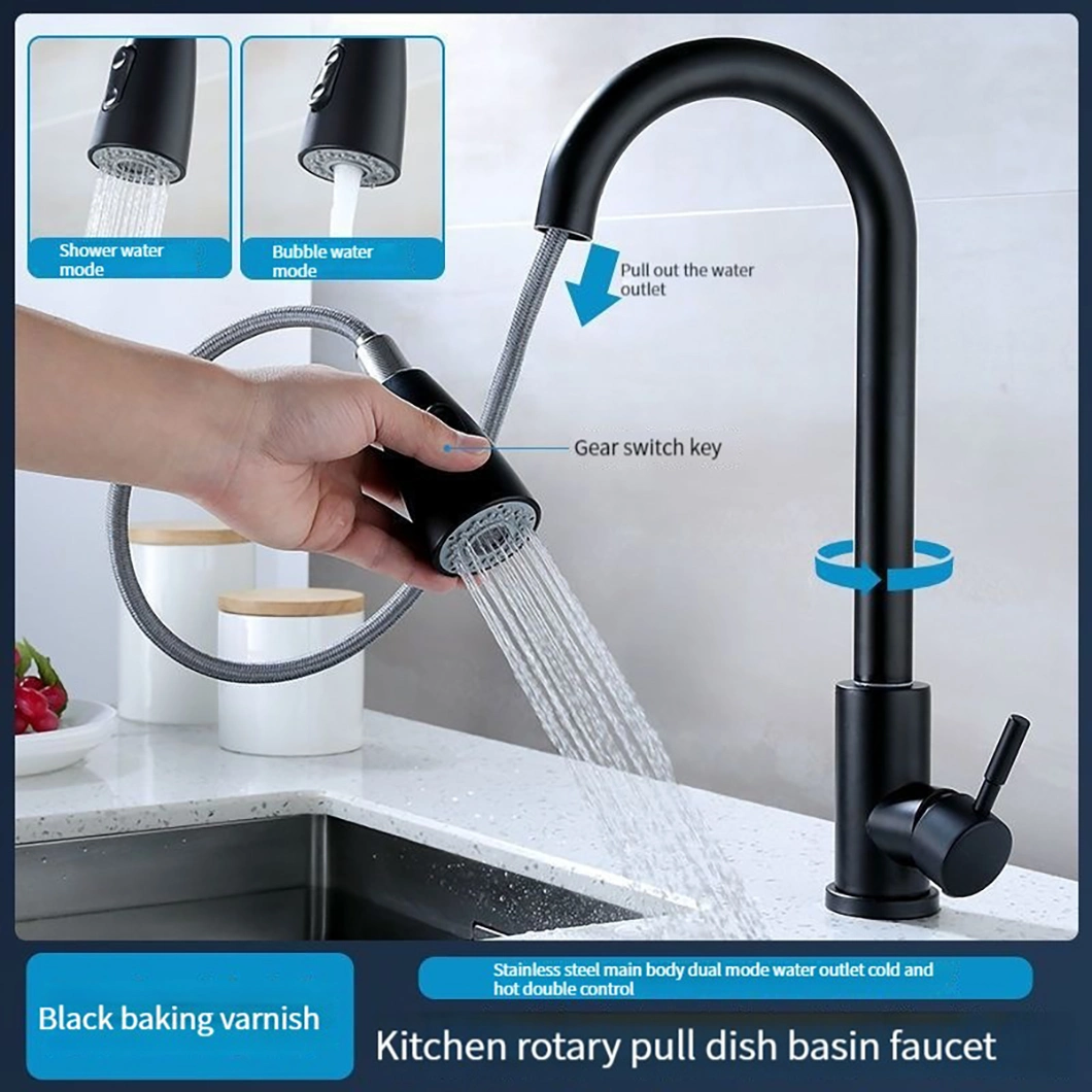 Pull Down Sprayer Kitchen Faucet Black Sink Faucet with Pull out Sprayer Single Hole and 3 Hole Deck Mount Single Handle Copper Kithen Faucet