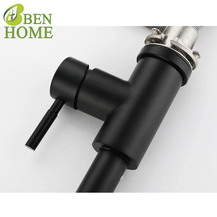 304 Stainless Steel Pull out Kitchen Faucet Luxury with Water Stop Button Mixer Faucet Black Matte