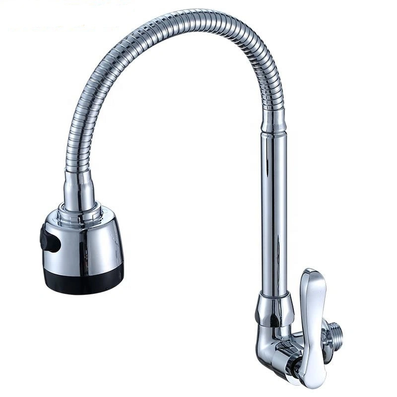 Saniary Ware Fittings Deck Mounted Single Hole Flexible Zinc Handle Zinc Body Kitchen Faucet