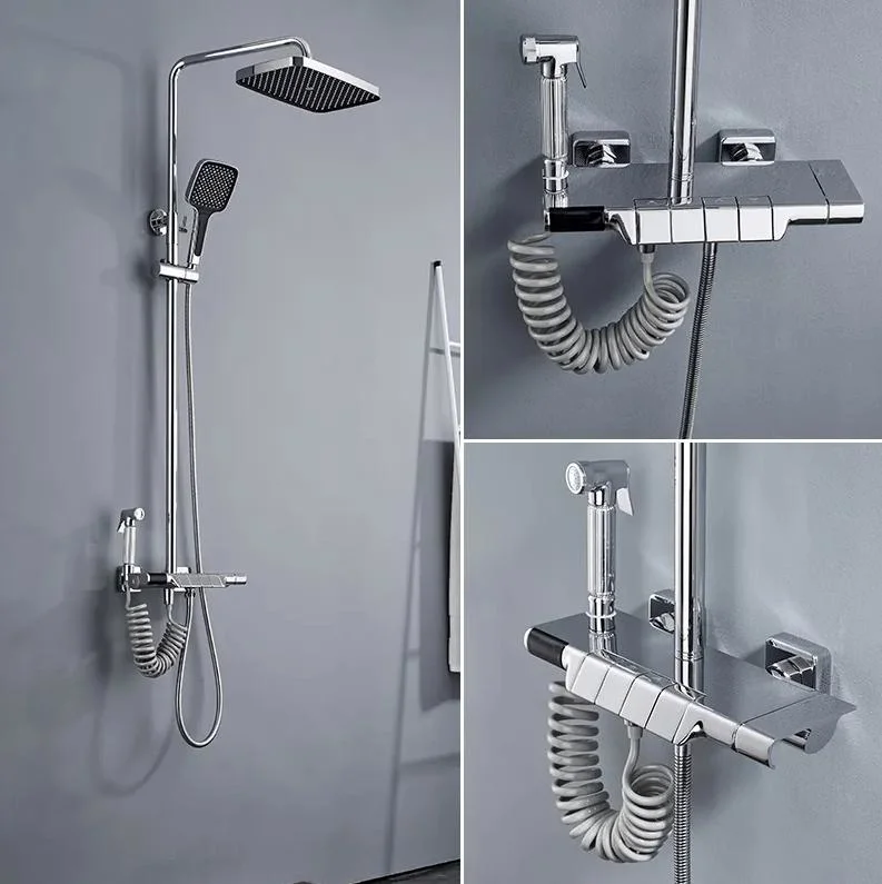 Piano Shower Set Digital Smart 4 in 1 Shower Set Wall Mounted Thermostatic Shower Mixer Set with 4 Valve