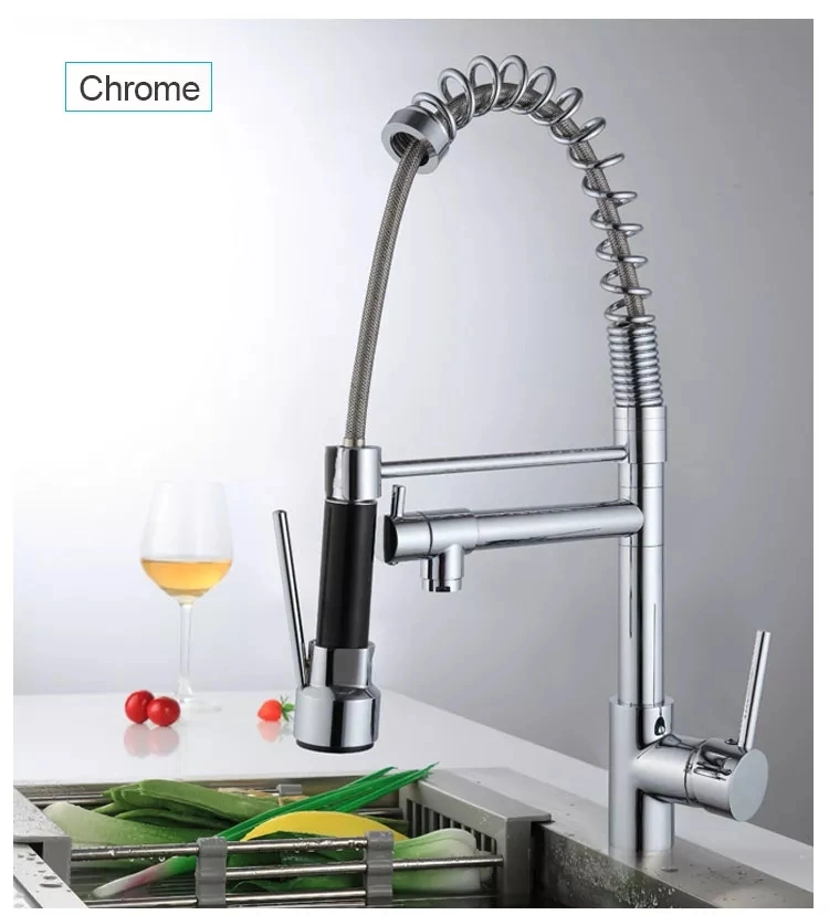 Kitchen Faucet with Pull Down Sprayer Commercial Spring 360 Rotation Kitchen Water Tap Single Handle Sink Mixer Brass Tap Pull out Selling Faucet