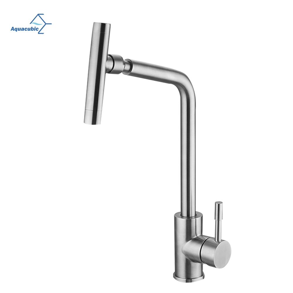 Aquacubic Wet Bar Brushed Nickel Kitchen Faucet Stainless Steel with Pull out Sprayer