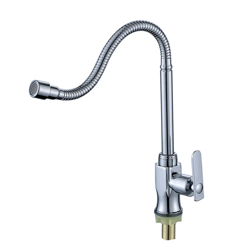 Saniary Ware Fittings Deck Mounted Single Hole Flexible Zinc Handle Zinc Body Kitchen Faucet