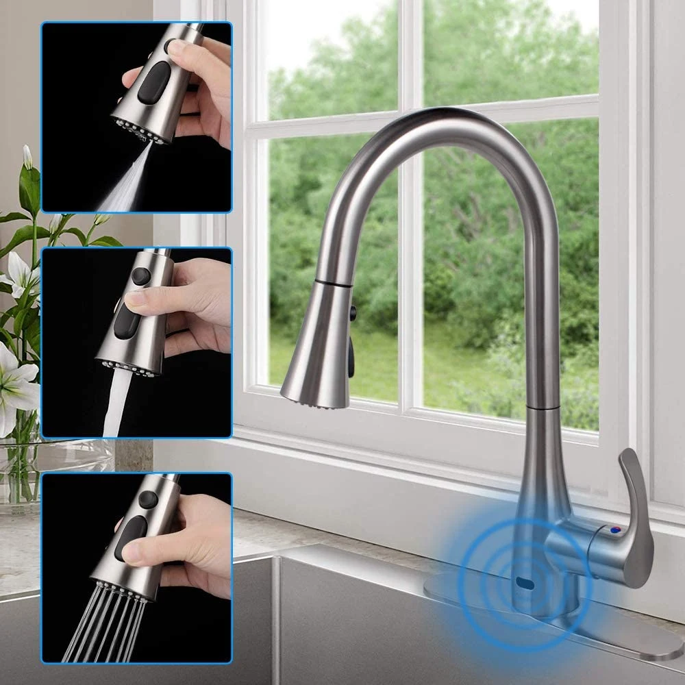 Pull out Single Handle Lever Automatic Touchless Touch Free No-Touch Motion Sensor Brass Body Bathroom Bidet Kitchen Sink Wash Basin Water Mixer Tap Faucet