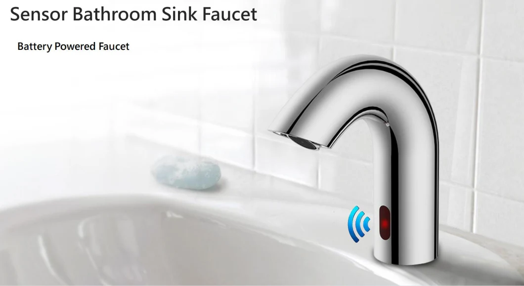 Automatic Sensor Touchless Chrome Bathroom Sink Faucet with Control Box and Temperature Mixer