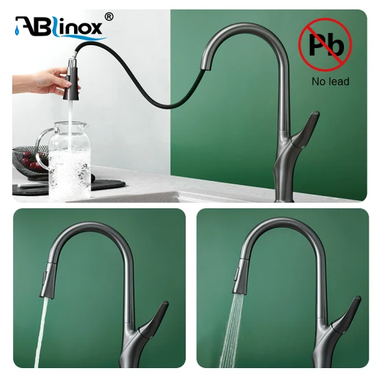 Ablinox OEM Manufacturer SUS304/316 Stainless Steel Bathroom Accessory Brass Tap Waterfall Basin Mixer Water Sink Black Basin Faucet