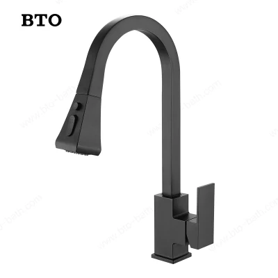 Luxury Matte Black Kitchen Sink Faucet with Pull Down Sprayer