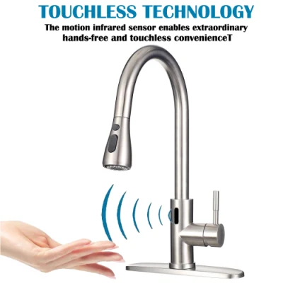 Motion Sensor Activated Hands-Free Automatic Kitchen Faucet Touchless Sensor Kitchen Faucet with Pull Down Sprayer