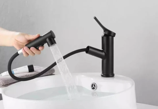 Sanipro Bath Sink Mixer Taps Black Bathroom Tap Pull out Basin Faucet