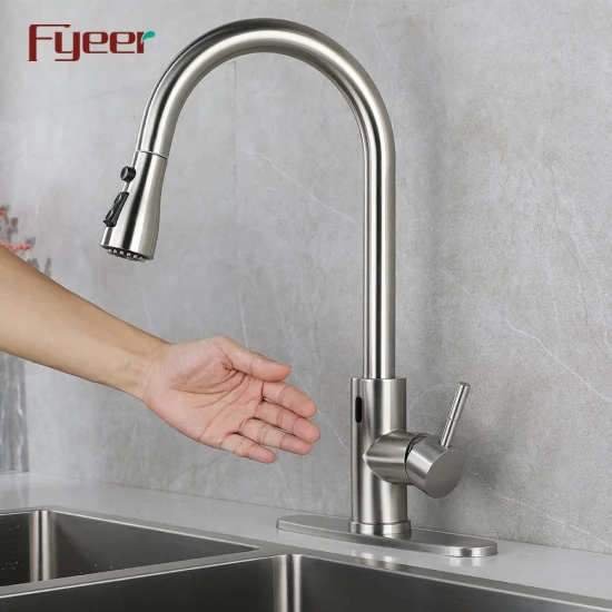 Fyeer Pull out Touchless Kitchen Sink Faucet Stainless Steel Automatic Sensor Mixer