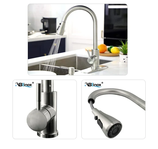 Ablinox Factory Price Matte Black Single Control Kitchen Pull-Down Faucet