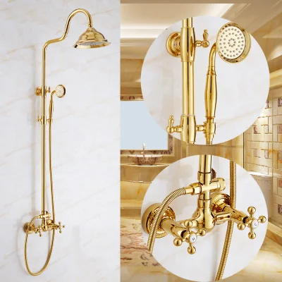 Luxury Gold Rose Golden Shower Spray System Shower Head Set