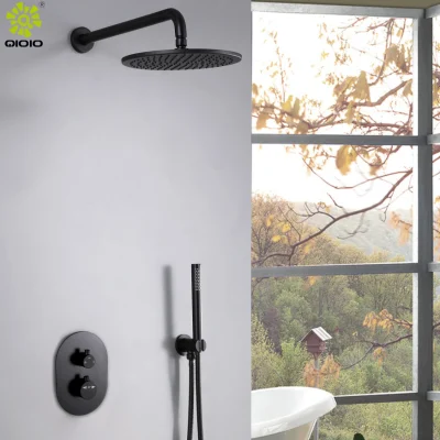 Guangdong Hot Sell Two Ways Waterfull Rain 304 Stainless Steel Hidden in Wall Mounted Bathroom Shower Faucet Thermostatic Mixer Shower Set System